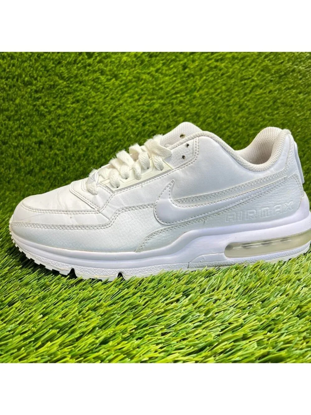 Nike Air Max LTD 3 Mens Size 7.5 Triple White Athletic Leather Shoes Sneakers